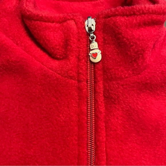 NWT Red Fleece Christmas Snowmen Pull Over Half Zip Women Size Medium White Stag - Picture 2 of 5